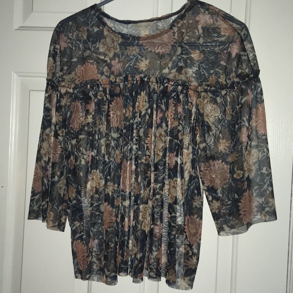 NWT Belle + Sky Transparent Floral Blouse